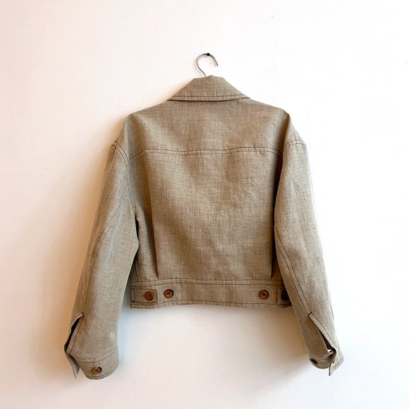 ACNE Cropped Hemp Jacket in Camel Melange SIZE 36 - Picture 7 of 8